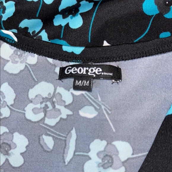 George Floral Black and Blue Sleeveless Mini Dress with Pockets Women's Size M - Picture 7 of 8